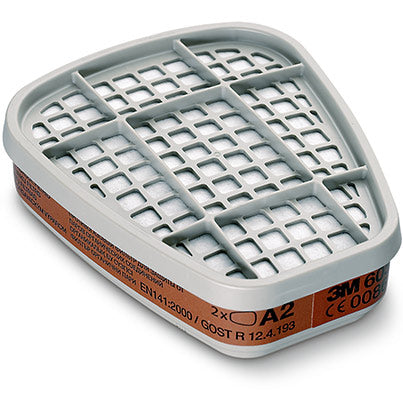 3M 6055 A2 Organic Vapour Gas Filters (Pack of Two)