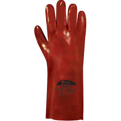 Polyco Polychem 35cm Red PVC Chemical-Resistant Gloves 10