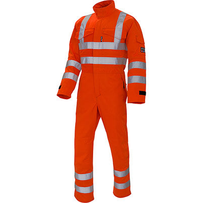 4690 Men’s Orange Hi-Vis Arc-Flash Overalls with Kneepad Pockets