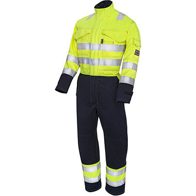 6444 Navy Hi-Vis Arc-Flash Overalls with Kneepad Pockets