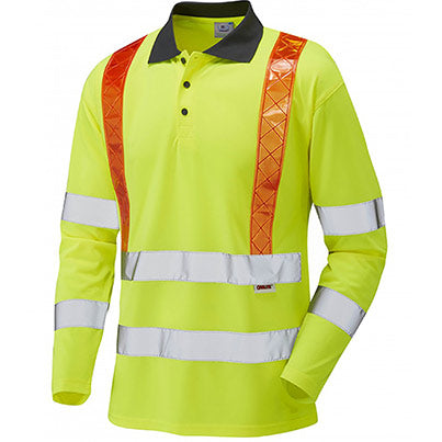 EcoViz Bickleton Men’s Yellow Long-Sleeve Hi-Vis Brace Polo Shirt
