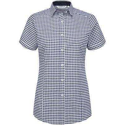 Elsa Women’s Checked Short-Sleeve Oxford Blouse