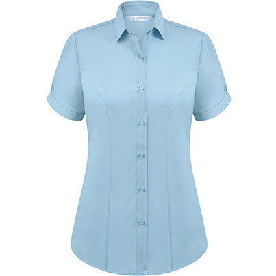 Enya Women’s Light Blue Short-Sleeve Blouse