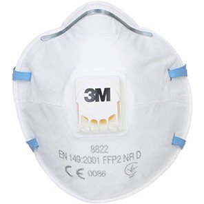 3M 8822 Valved Hand-Sanding and Power Tool FFP2 Dust Mask (Box of 10)