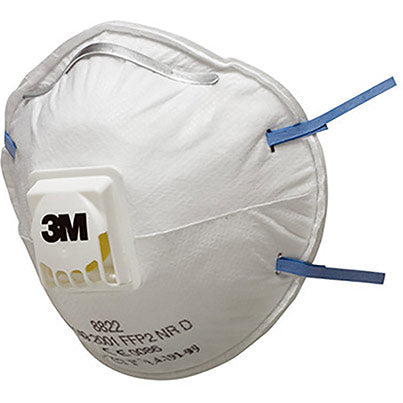 3M 8822 Valved Hand-Sanding and Power Tool FFP2 Dust Mask (Box of 10)