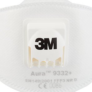 3M Aura 9332+ Valved Fold-Flat FFP3 Dust Mask (Pack of 10)