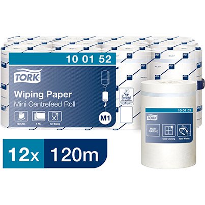M1 Centrefeed Mini Wiping Paper Roll 120m (Case of 12)