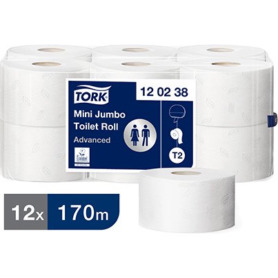 Advanced T2 Mini Jumbo Toilet Roll 170m (Case of 12)