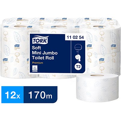 Premium T2 Soft Mini Jumbo Toilet Roll 170m (Case of 12)