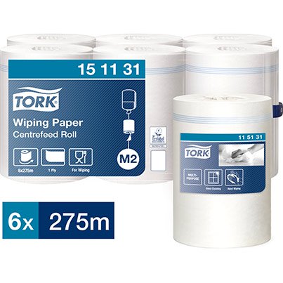 M2 Centrefeed Wiping Paper Roll 275m (Case of 6)