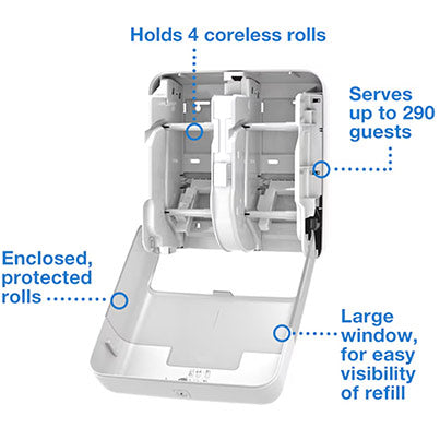 OptiServe T7 Four-Roll Touch-Free Coreless Toilet Roll Dispenser