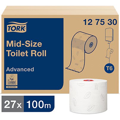 Advanced T6 Mid-Size Toilet Roll 100m (Case of 27)