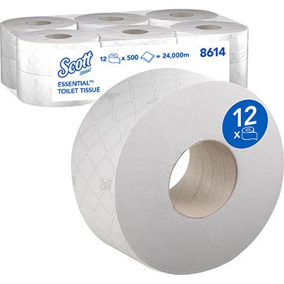 Scott Essential Jumbo Toilet Roll 200m (Box of 12)