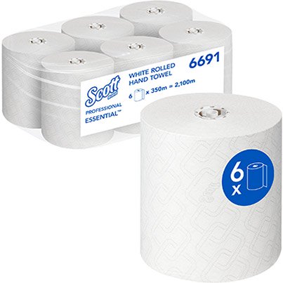Scott Essential 6691 White Roll 350m (Case of 6)