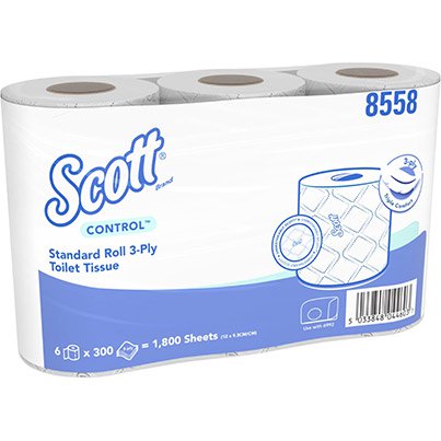 Kimberly-Clark Control 3-Ply White Recycled Toilet Roll (Pack of 30)