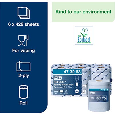 REFLEX M4 Centrefeed Wiping Paper Plus  Roll (Case of 6)