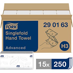 Advanced H3 Flushable Single-Fold Paper Towel Pack (Case of 15)