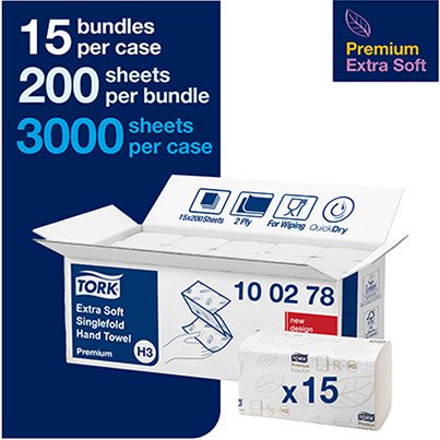 Premium H3 Extra-Soft Single-Fold Paper Towel Pack (Case of 15)