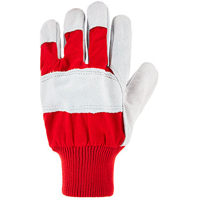 Knitted-Cuff Split-Leather Rigger Gloves