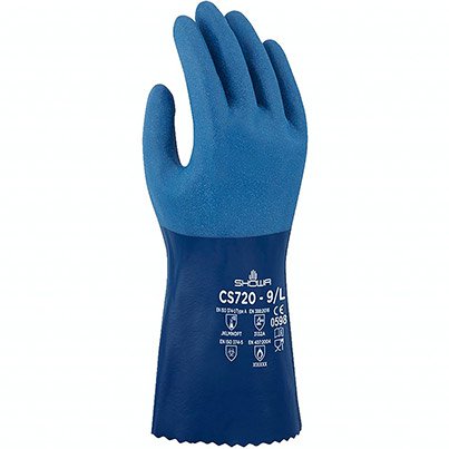 SHOWA CS720 Blue Nitrile Chemical-Resistant Gloves 11