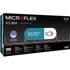 MICROFLEX Lifestar 93-868 Nitrile Disposable Gloves (Box of 100)