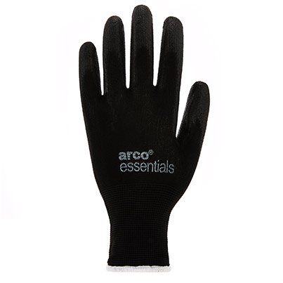 Arco Essentials Black PU-Coated Nylon Work Gloves (Pack of 12 Pairs)