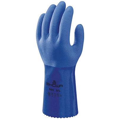 SHOWA 660 Blue 34cm Blue PVC Chemical-Resistant Gloves 10