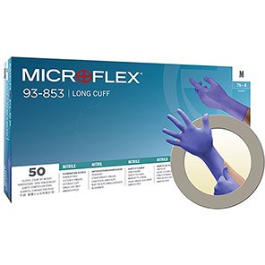 MICROFLEX 93-853 Long-Cuff Nitrile Disposable Gloves (Box of 40)