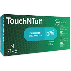 TouchNTuff 92-605 Long-Cuff Nitrile Disposable Gloves (Box of 100)