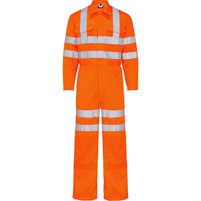 Orange Launderable Hi-Vis Overalls with Kneepad Pockets 50T