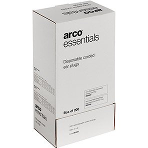 Essentials Corded Disposable Earplugs (Box of 200 Pairs)