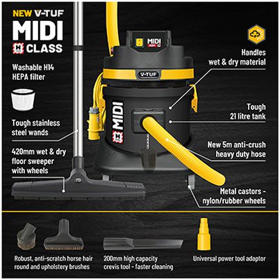V-TUF MIDI HSV 21L H-Class HEPA Vacuum Cleaner 240V