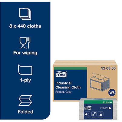 W8 Folded Industrial Cleaning Cloths Pack (Case of 8)