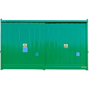 Empteezy 64-Drum/16-IBC Push-Back Bunded Chemical Storage Container