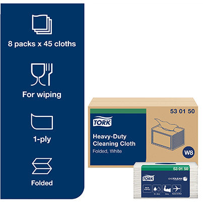 W8 Folded Heavy-Duty Cleaning Cloths Pack (Case of 8)
