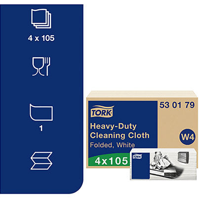 W4 Folded Heavy-Duty Cleaning Cloths Pack (Case of 4)