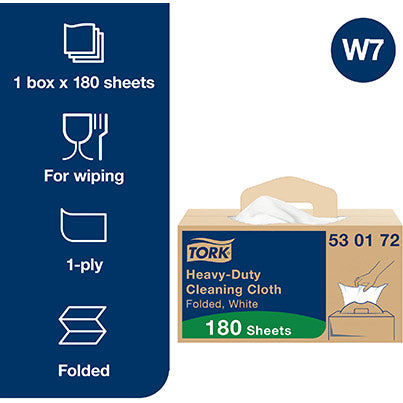 W7 Folded Heavy-Duty Cleaning Cloths Roll in Handy-Box 64m
