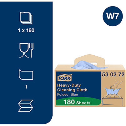 W7 Folded Heavy-Duty Cleaning Cloths Roll in Handy-Box 69m