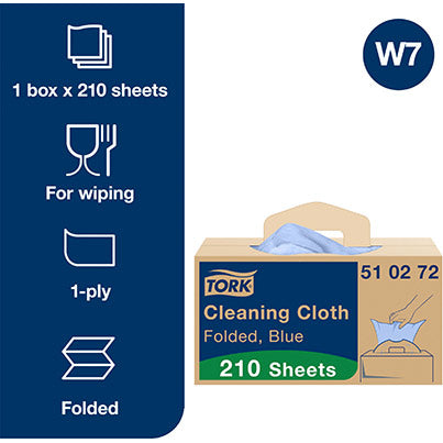 Tork W7 Folded Cleaning Cloths Roll in Handy-Box 80m