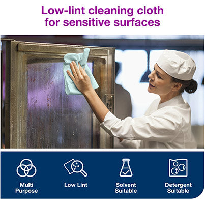 W8 Turquoise Folded Low-Linting Cleaning Cloths Pack (Case of 8)