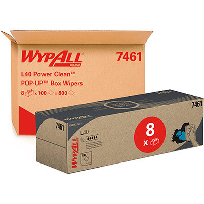 WypAll L40 Power Clean 7461 Paper Towel in POP-UP Box (Pack of 8)