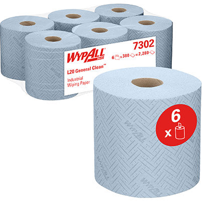 WypAll L20 7302 Centrefeed Paper Towel Roll 144m (Box of 6)