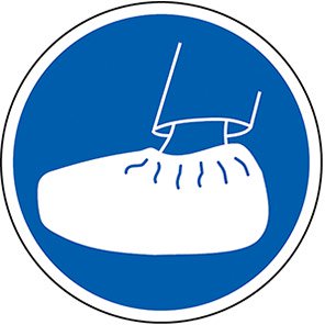 Self-Adhesive Blue Wear Shoe Covers Symbol Floor Graphic 400mm