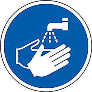 Self-Adhesive Blue Hand Washing Symbol Floor Graphic 200mm