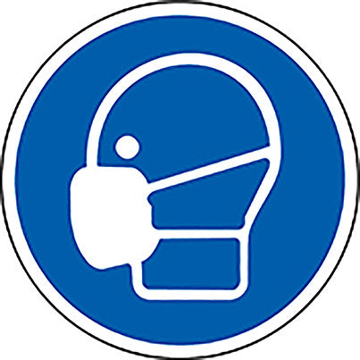 Self-Adhesive Blue Wear Face Mask Symbol Floor Graphic 200mm
