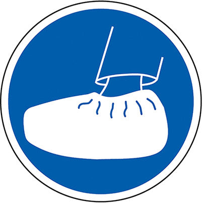 Self-Adhesive Blue Wear Shoe Covers Symbol Floor Graphic 200mm