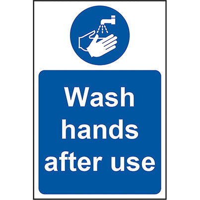 PVC “Wash Hands After Use” Sign 200mm x 300mm