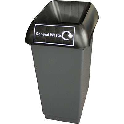 Grey 50L General Recycling Bin with Black Lid