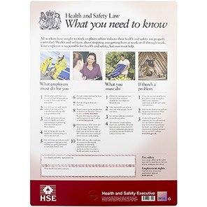 Laminated England Health and Safety Law 2009 Poster 415mm x 595mm