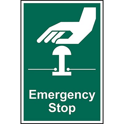 Self-Adhesive PVC "Emergency Stop" Sign 200mm x 300mm